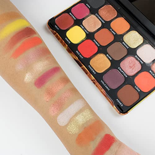 Image of Makeup Revolution Eyeshadow Palette, Highly Pigmented includes 18 shades, Long wearing and Easily Blendable Eye with Shimmary & Matte finish Forever Flawless (Fire)