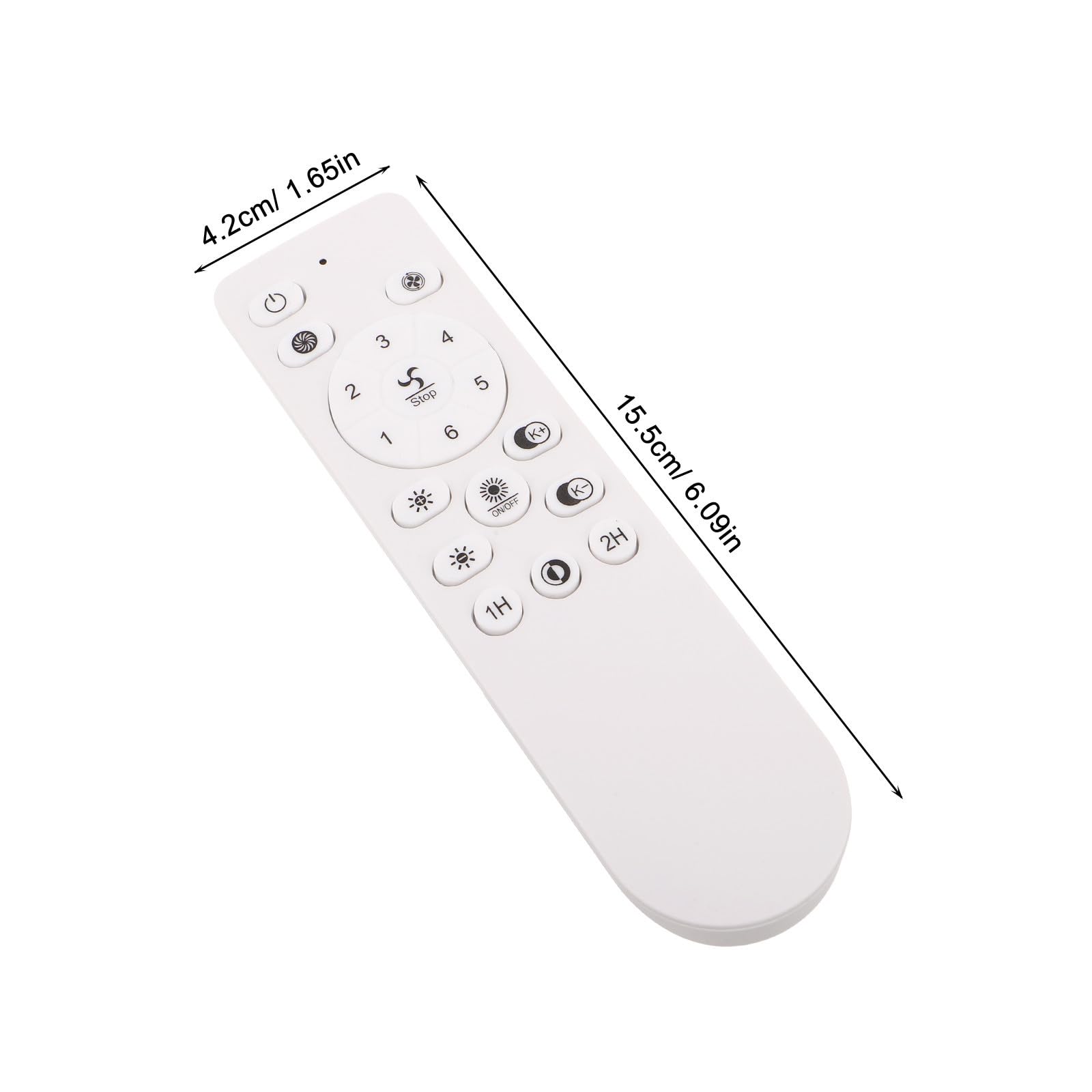 Gadpiparty Control Remoto para Ventilador de Techo con Ajuste de Velocidad en 6 Niveles, Temporizador de 1/2 H, Botón de Encendido/apagado, Diseño Moderno y Carcasa de Plástico Blanco