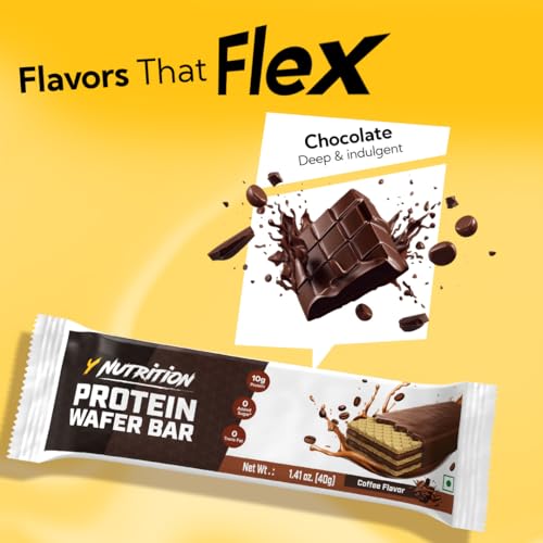 Image of Bevzilla Coffee Flavoured Nutrition Protein Wafer Bar | 10g Whey Protein & Low Sugar | Crunchy Coffee Flavor | Daily Protein Snack | High Energy & Nutrition Bars | 40g Each, Pack of 10