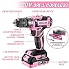 Pink Power Drill Tool Kit Set: 20V Cordless Electric Drill, Driver, Tool Box with Battery #2