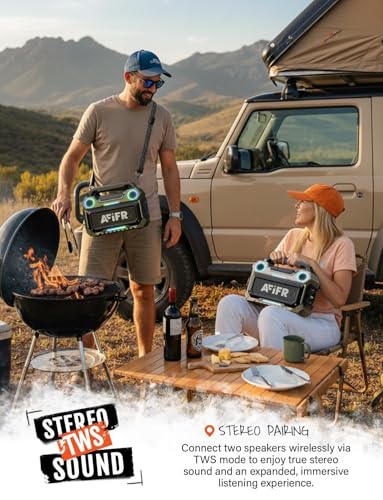 Image of Outdoor Bluetooth Speaker 160W: IP67 Waterproof, 24H, TWS | Rugged portable speaker with deep bass, LED lights, TWS pairing for parties, beach, travel, camping, garage