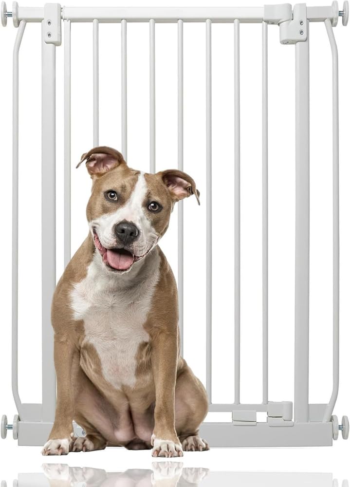 Bettacare Cancelletto per Cani Elite Extra Alto, 65,5cm - 74,5cm, Bianco Opaco, Extra Alto con 96.8cm di Altezza, Cancelletto a Pressione per Cani e Cuccioli, Barriera per Animali Domestici e Cani