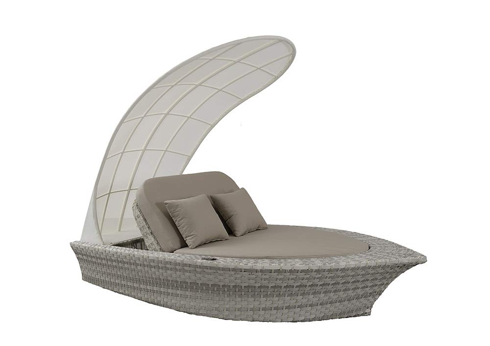 Strandkorbwerk Loungemöbel AHOI Harkers Island Duo - Outdoor Sonneninsel Schiff â€“ NEUHEIT mit Gasdruckfedersystem Gartenlounge Outdoor Lounge für Garten, Terrasse oder Balkon