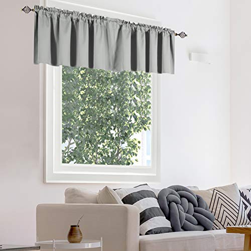 KEQIAOSUOCAI Grey Window Valances for Kitchen 52W x 18L-Light Gray Valances for Basement Bathroom