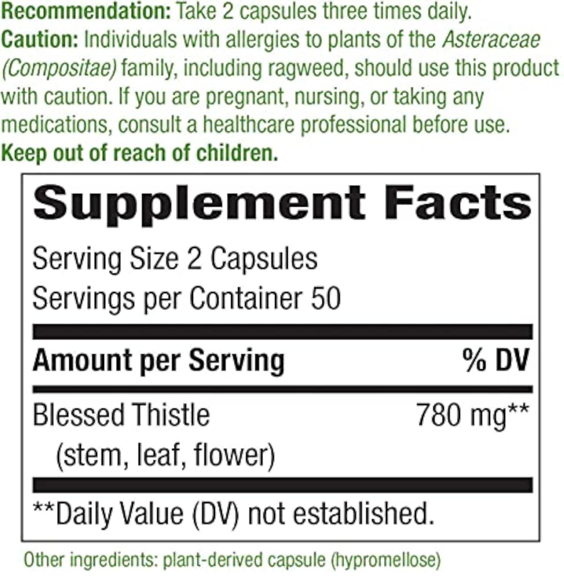 Nature's Way, Blessed Thistle Herb, 100 Capsules