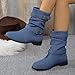 KAJXZ Boots for Women Faux Leather Wide Width Slouchy Ankle Boots Fashion Low Heel Belt Ruched Round Toe Chunky Heels Mid Calf Booties Casual Outdoor Short Booties