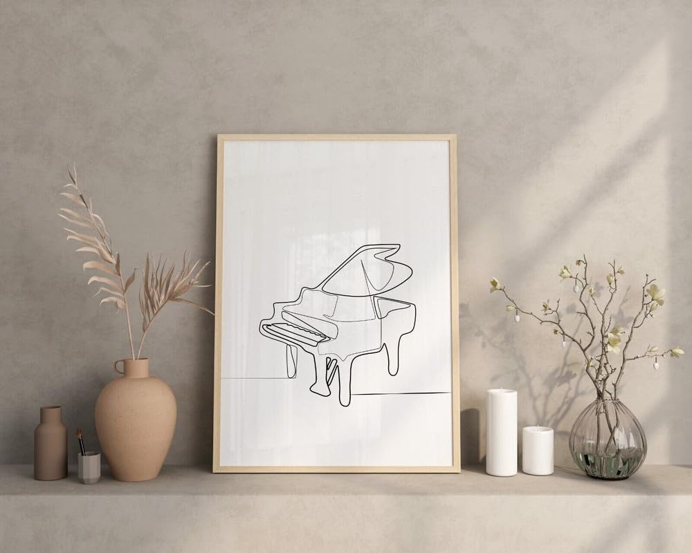 Minimalist Grand Piano Instrument Line Art Print Pianist Gift Idea Music Poster Poster A0 - Ispiratrice Motivazionale Arte da parete Vita quotidiana Citazione incoraggiante Frasi brevi famose Parole