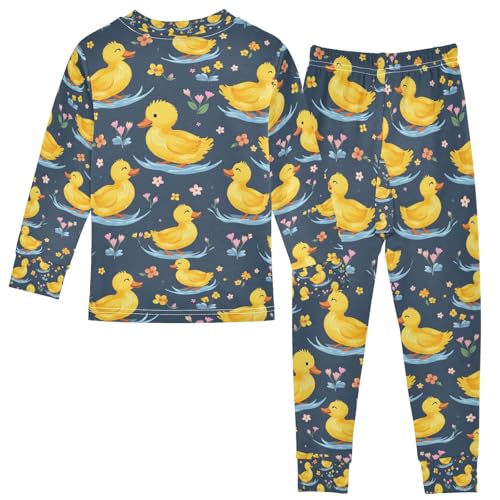 senya Boat Duck Flower Pajamas Set Long Sleeve Soft Cotton Sleepwear 2 Piece2