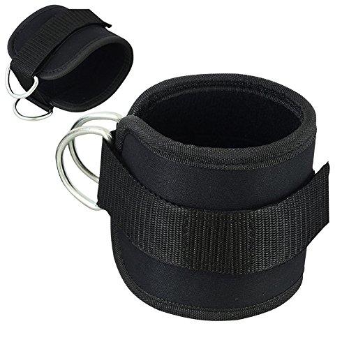 Double D-ring Ankle Cuff Straps Adjustable Leg Weight Wrist Belt for Cable Machine Attachment, 1Pair - Image 4