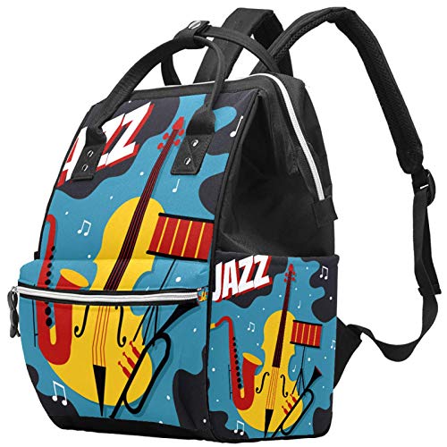 Jazz Poster Vector - Mochila para pañales de gran capacidad para mamás y papás