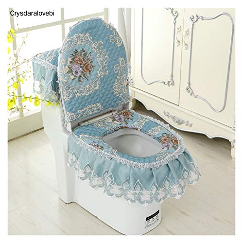 WAYYQX Toile Sitzbezug Pads Spitze Sitz WC U-Form Bauernhaus Stil Spitze U Typ WC Dreiteiliges Set Badezimmer WC Kissen… – Bild 7