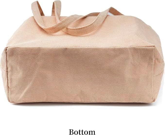 Image of Lyrovo Women Corduroy Shoulder Tote Bag for Work Beach Travel and Shopping Grocery
