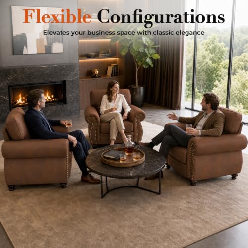 Image of Couchus 42 inchW Mid-Century Accent Chair, Single Sofa, Caramel Rust