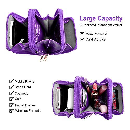 Image of Crossbody Cellphone Purse Women Touch Screen Bag RFID Blocking Wallet Handbag Shoulder Strap