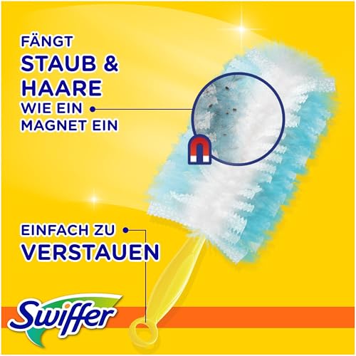 Swiffer Staubmagnet Starter-Set (1 Griff + 7 Nachfülltücher) Fängt Und Schließt 3-mal Mehr Staub Und Haare Ein Als Herkömmliche Staubwedel – Bild 5