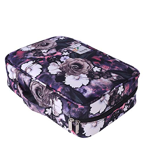 Image of Colored Pencil Case Slot Holds 300 Pencils or 200 Gel Pens with Zipper Closure Large Capacity Nylon Pen Organizer for Painter or Artist (Gray Rose)