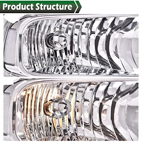 Image of GRAND ORANGE Headlights Assembly Compatible with 1999-2004 Ford F250 F350 F450 F550 Super Duty /Fit 2000-2004 Ford Excursion Headlamps Clear Lens Chrome Housing 1C3Z13008BA