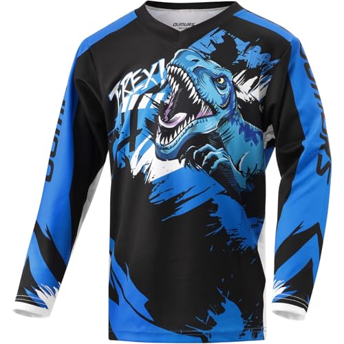 Oumurs Kids Motocross Jersey for Dirt Bike, BMX, ATV, Blue