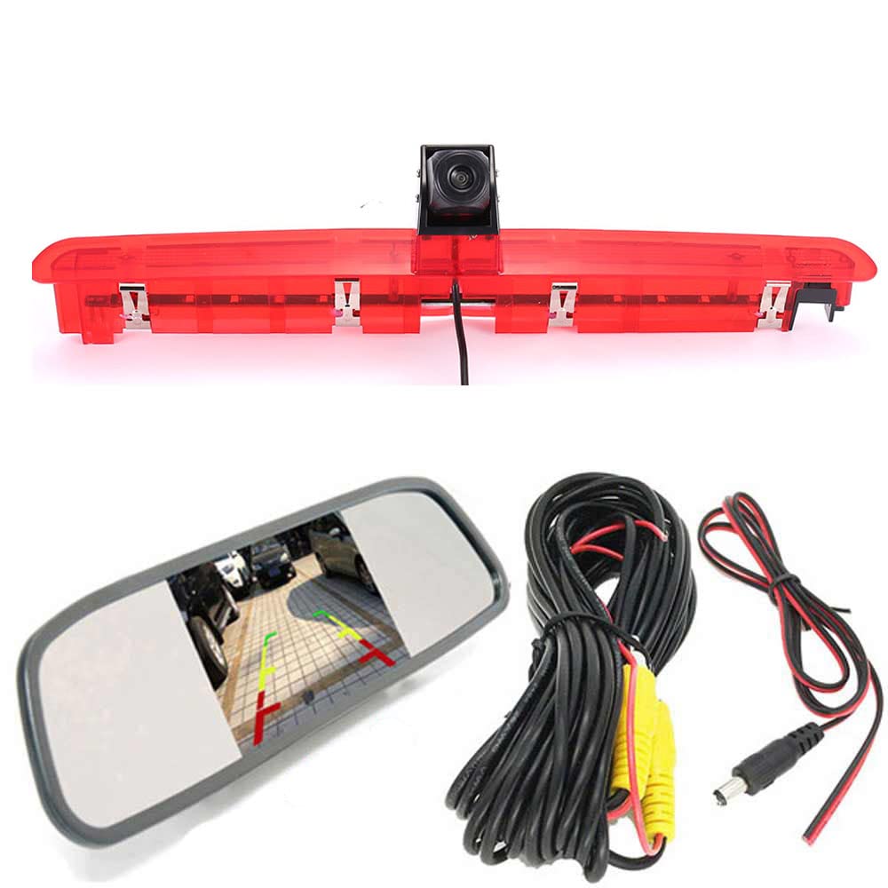 Lampa hamowania HD kamera cofania z wyświetlaczem LCD 4,3 cala zamiennik lusterka wstecznego do VW T6 tylnej klapy wysokiego dachu, światło hamowania, transporter, biznes, MPV, SUV Bus