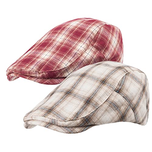 Image of LADYBRO 2-Pack Unisex Flat Cap Newsboy Hats for Men Women, Summer Casual Adjustable