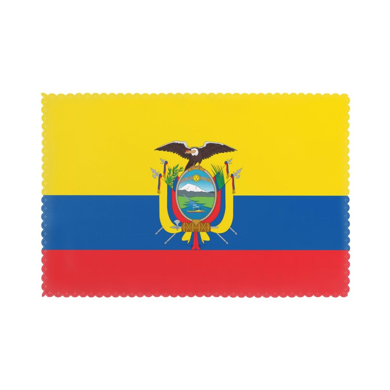 Flag of Ecuador Placemats set of 6, insulated, washable, suitable for kitchen, dining room, parties, etc.