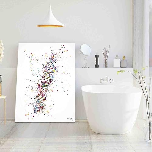 Miniatura 5 de Decoración elegante para dormitorio, impresión de acuarela de ADN, estructura de molécula de ADN, arte de pared, ciencia arte genético, oficina,