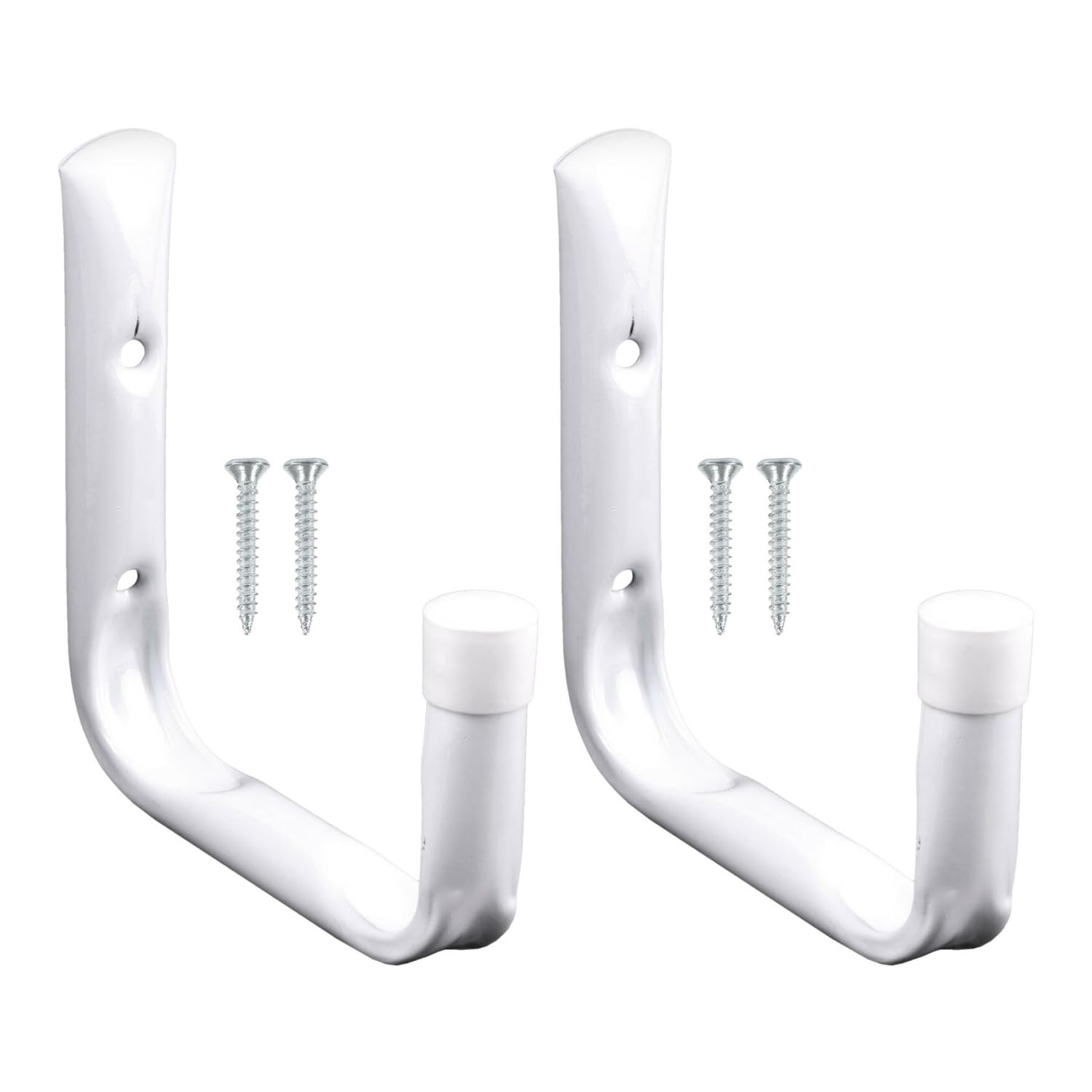 Navoys Paquete de 2 ganchos jumbo blancos, tornillos incluidos, ganchos de almacenamiento resistentes de 14 x 13 cm, se pueden utilizar en cobertizos, garajes, hogares y jardines, ganchos de garaje