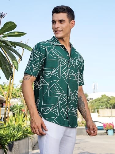 Image of Thomas Scott Mens | Half Sleeve | Embroidered Printed | Regular Fit | 100% Cotton | Casual Shirts
