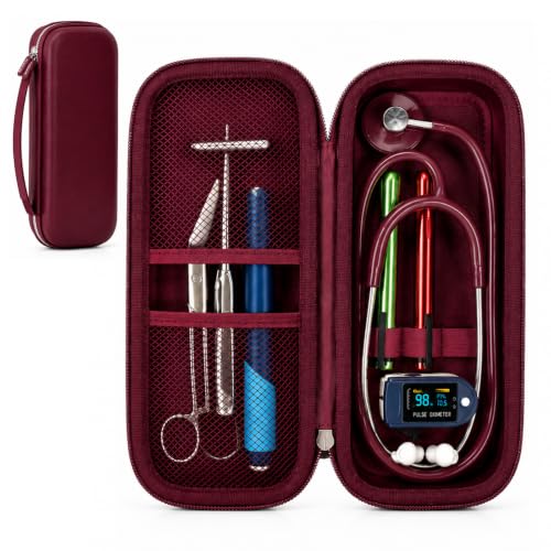 Image of ALKOO Stethoscope Case for 3M Littmann Classic III /Cardiology IV, Maroon | for MDF Acoustica Stethoscopes, for Nurses, Doctors, Nursing School Essentials, Students, Clinic, EMS, Travel, Hard Bag Only
