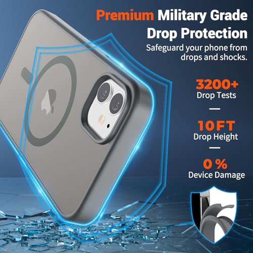 Image of SUPFINE Magnetic for iPhone 11 Phone Case (Compatible with MagSafe) (Military Grade Drop Protection) Slim Translucent Matte Shockproof with Anti-Fingerprint Phone Case,Gray