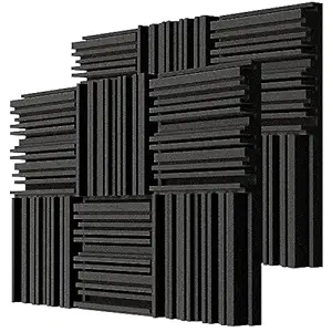 TroyStudio - Studio Acoustic Absorption Foam Panel, 30 x 30 x 5 cm, Pack of 12, Periodic Groove Structure, Sound Absorption, Thick and Dense 3D Decorative Wall Panels