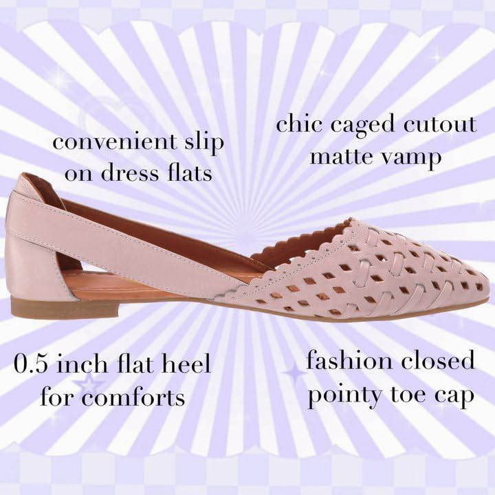 Women Caged Ballet Flats Closed Pointed Toe Slip On Flats Cutout Matte Leather Flat Shoes Mesh Hollowed Comfortable Flat Heel Dress Shoes Office Work Club Driver Flats Spring 4-11 M US3