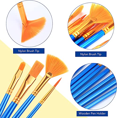 Image of AROIC Acrylic Paint Brush Set, 30 pcs Nylon Hair Paint Brushes for All Purpose Oil Watercolor Face Body Rock Painting Artist, Small Paint Brush Kits for Kids Adult Drawing