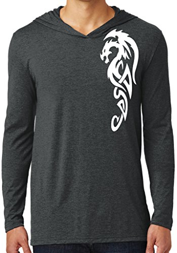 Mens Tribal Dragon Yoga Hoodie Tee
