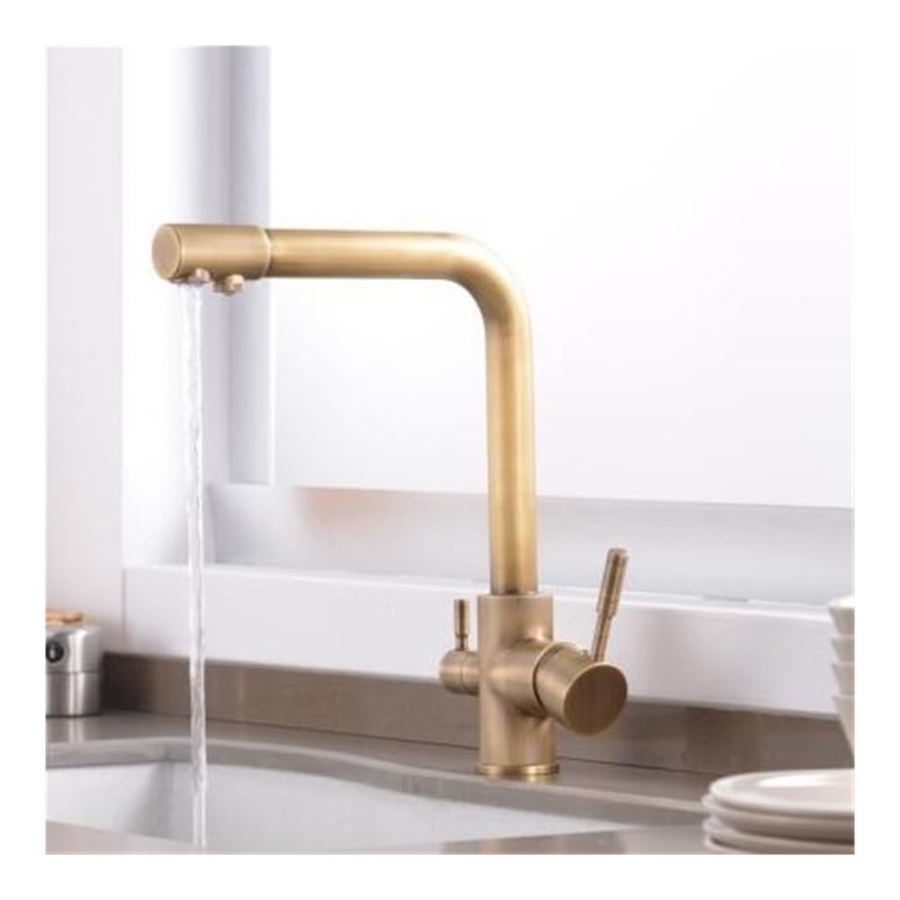 Blyqxs Antique 3 Way Tap 304 Stainless Steel Faucet Water Kitchen Faucets Taps Xt-86(Antique)