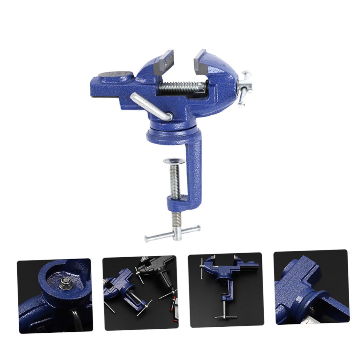 Étau de Table Rotatif à Base Pivotante, Petit Modèle Bleu
