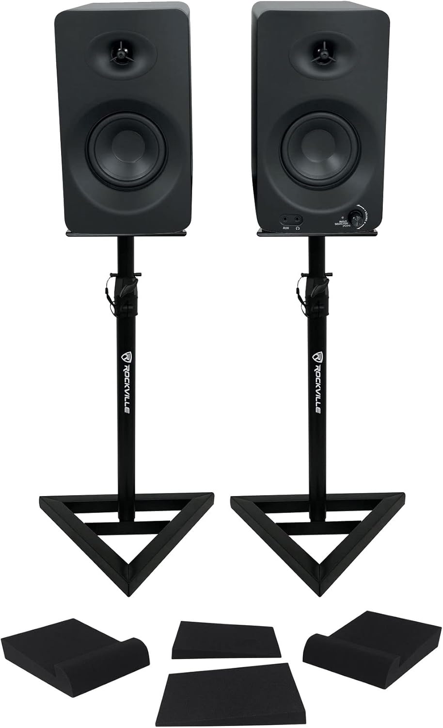 Rockville (2) ASM4 4″ Studio Monitors Computer Speakers w/Bluetooth+Stands+Pads