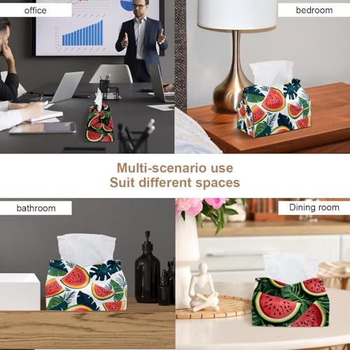 Boîte à mouchoirs pastèque en cuir (lot de 2) pour table et bureau - 7