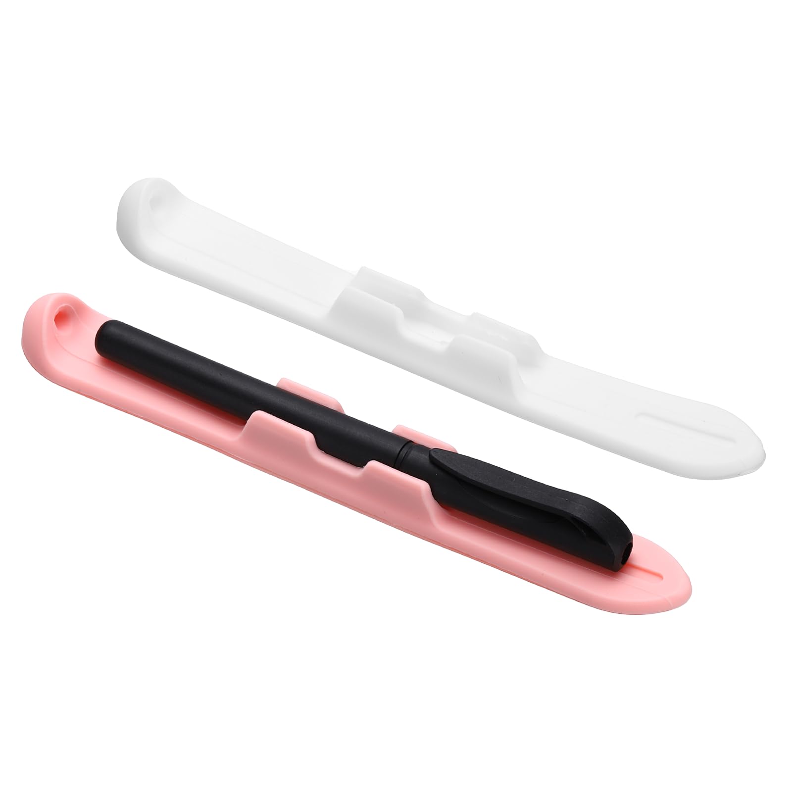 PATIKIL 2 Pcs 6.9'' Silicone Pencil Holder with Strong Adhesive Slim Grip Sleeve for stylus 1st 2nd Generation Air Pro Mini Tablets, White/Pink