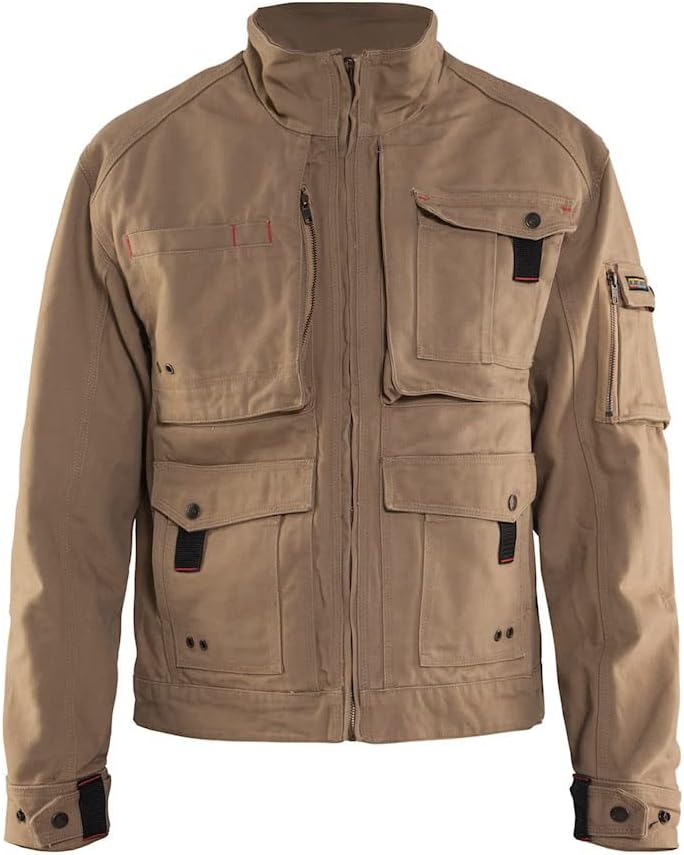 BLAKLADER Men's 4062 Warm High Collar Zippered Brawny Canvas Cotton Work Jacket with Breathable Mesh Lining
