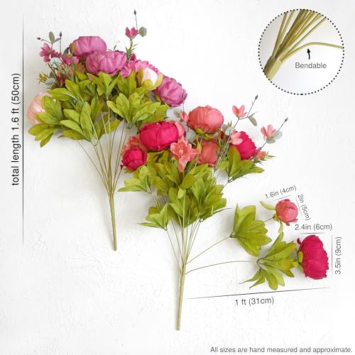 Image of FiveSeasonStuff Vintage Artificial Peonies Silk Flowers and Hydrangeas for Wedding Bridal Home Decor - Beautiful Floral Centerpiece Arrangement Decoration with 2 Bouquets (Cheerful Medley)