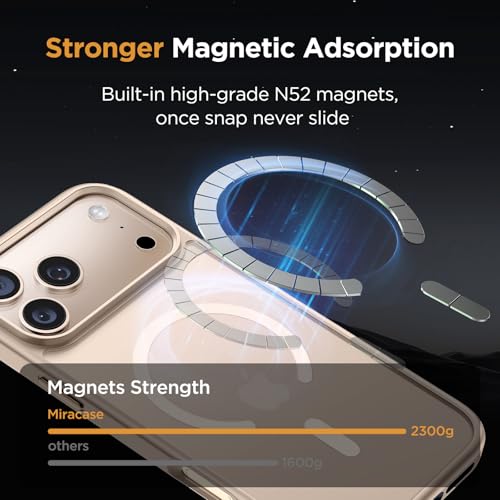 Image of Miracase for iPhone 17 Pro Max Case with Screen Protector [Compatible with MagSafe] Slim Thin Phone Case Military-Grade Protected for 17 ProMax Cover Bumper 6.9 inch, Khaki Gold