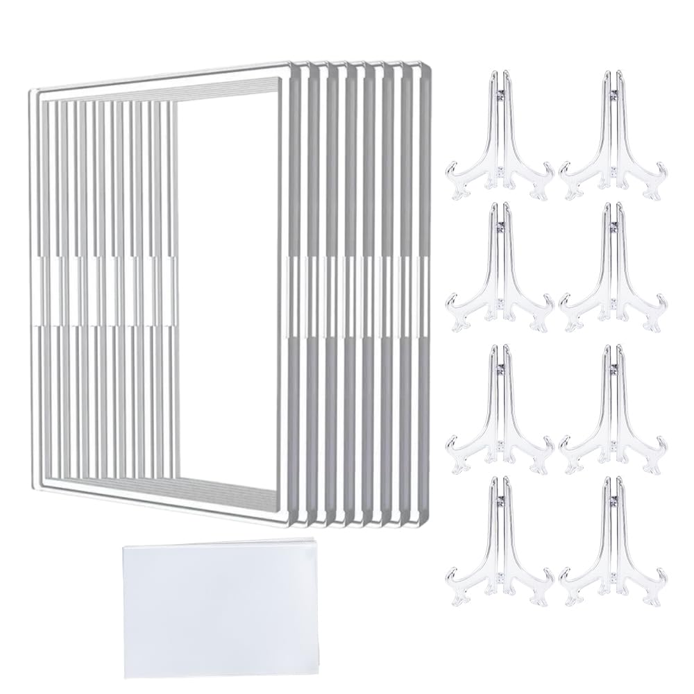 8pcs trading card cover kit, 95x69mm transparent acrylic card cover, with 8 display brackets, 10 sheets 90*65mm transparent card films, card protection cover for trading and collecting 90 * 65mm card.