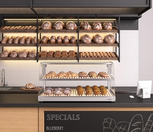 Image of KoolMore 40 in. Glass Countertop Dry Bakery Display Case with Two Shelves and Bamboo Trays