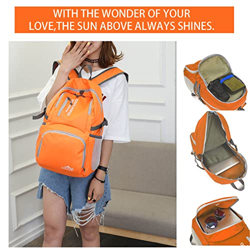 Lywencom Hiking Backpack,30l sporty lightweight folding waterproof ultralight backpack for outdoor camping picnic hiking (Orange) - Image 4