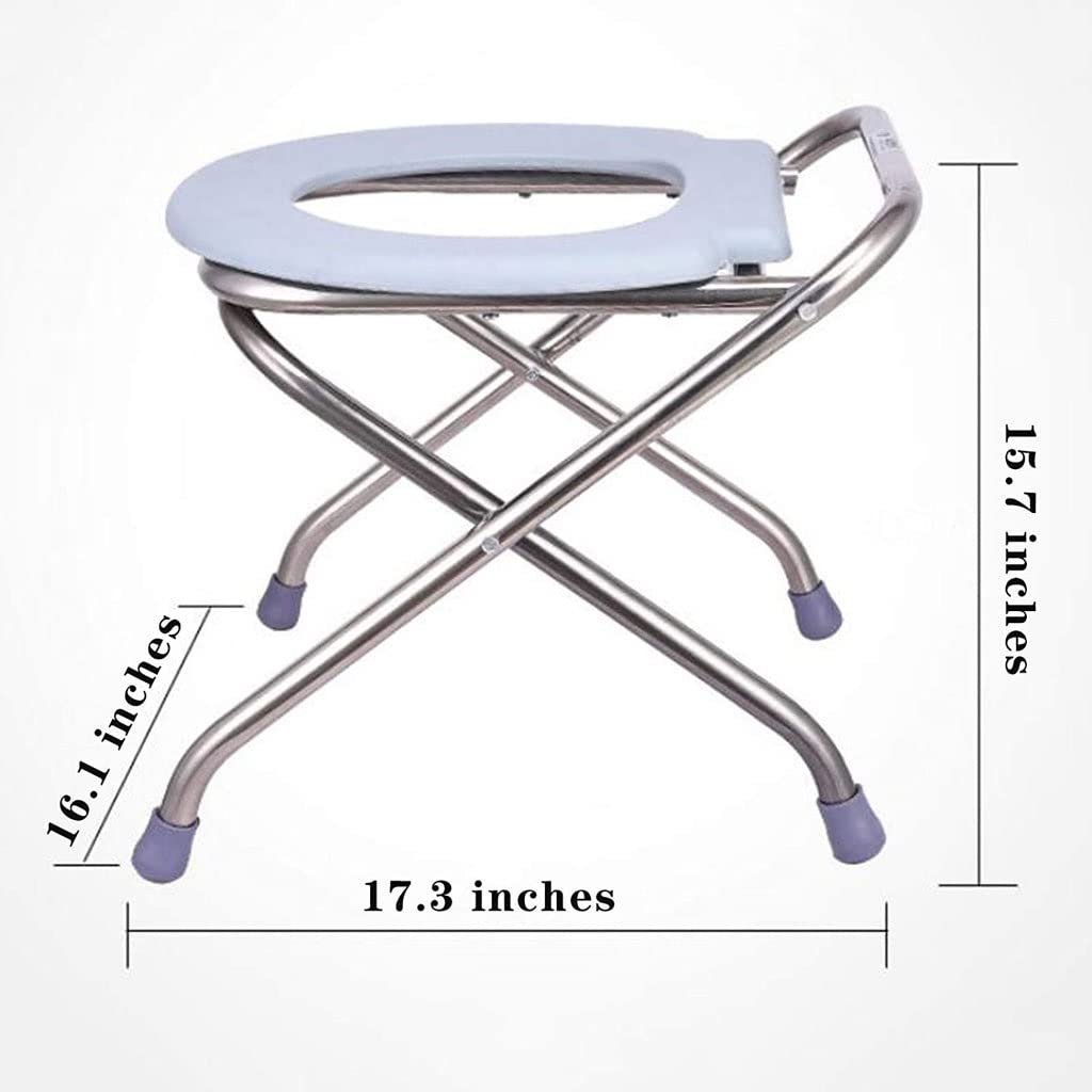 Składana Komoda/Krzesełko Pod Prysznic Przenośne osoby starsze Commode Chair Zagęszczone krzesło ze stali nierdzewnej Składane krzesło regulowane wysokość dla osób starszych kobiet w ciąży Krzesło alt
