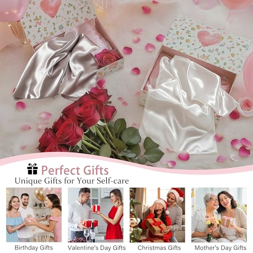 Mulberry Silk Pillow Cases 2 Pack Standard Size with Zipper, Ultra Smooth Soft Breathable Cooling Pillow Cases for Hot Sleepers, Silk Satin Pillowcase for Hair and Skin Set of 2, Gifts for Women