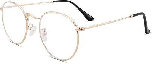 Pro Acme Gafas transparentes sin receta retro clásicas redondas con marco de metal para mujeres y hombres