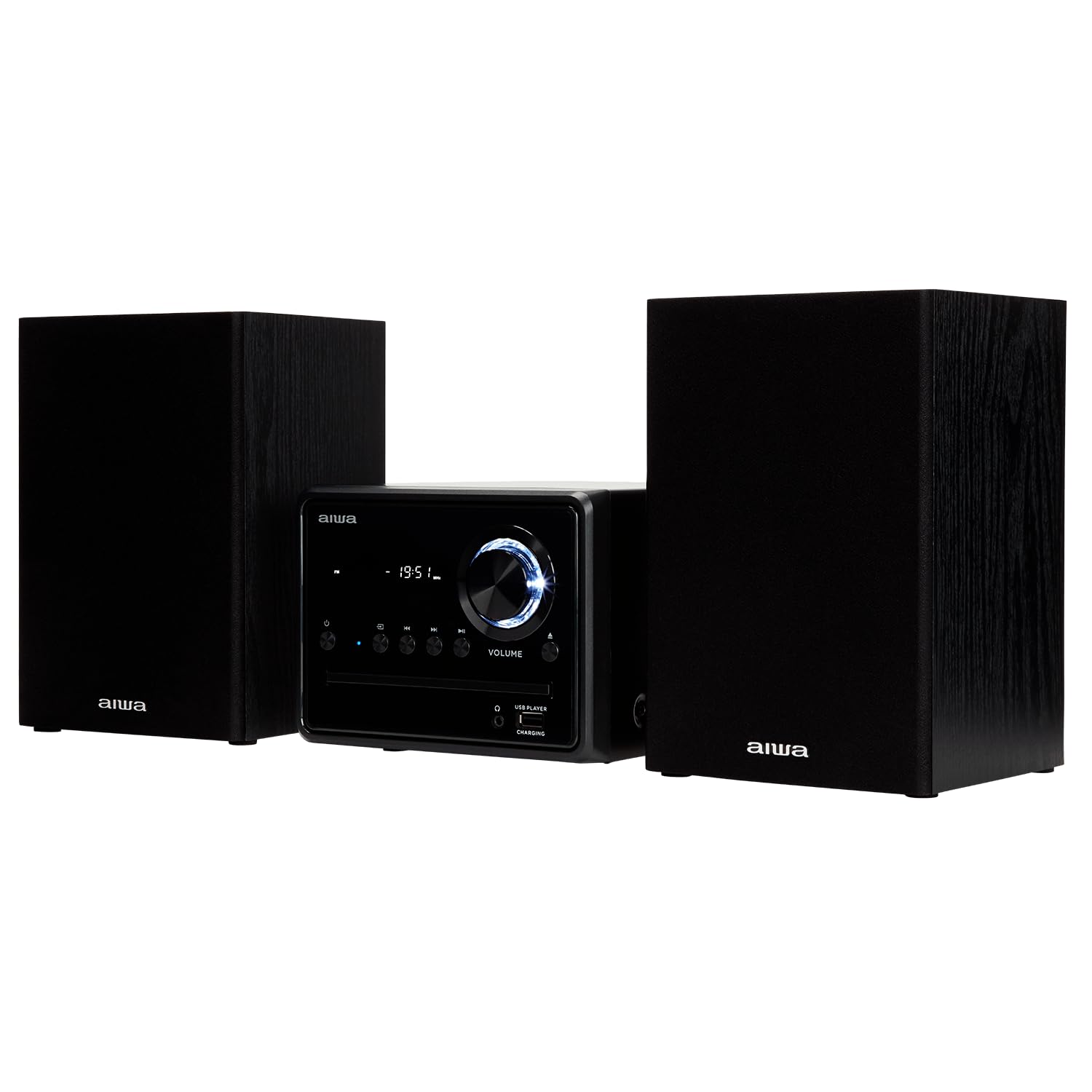 AIWA - MCBT-350, Mini Sistema Hi Fi Clase D de 20 W, Reproductor de CD MP3, Bluetooth 4.2 inalámbrico, Radio FM Digital 40 emisoras, USB Reproducción de Carga, entradas RCA, Salida de Auriculares