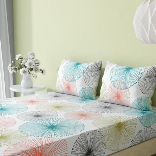 Image of Wakefit 100% Cotton 200 TC Flat Bedsheet with 1 Pillow Cover | Single Size (90x60 inches) | Margaret